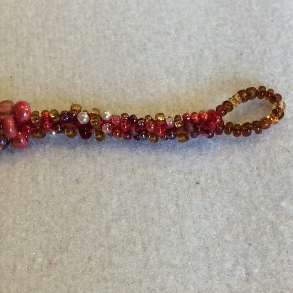 FINAL SALE PRICE CL Designs Coral & Gold Crocheted Bracelet - Picture 3 of 4